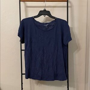 Linen Navy Blue Women's Top